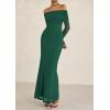 imagePRETTYGARDEN Womens Off The Shoulder Bodycon Maxi Dress Long Sleeve Mesh Elegant Party Formal Wedding Guest DressesGreen