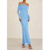 imagePRETTYGARDEN Womens Off The Shoulder Bodycon Maxi Dress Long Sleeve Mesh Elegant Party Formal Wedding Guest DressesLight Blue