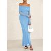 imagePRETTYGARDEN Womens Off The Shoulder Bodycon Maxi Dress Long Sleeve Mesh Elegant Party Formal Wedding Guest DressesLight Blue