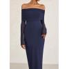 imagePRETTYGARDEN Womens Off The Shoulder Bodycon Maxi Dress Long Sleeve Mesh Elegant Party Formal Wedding Guest DressesNavy