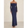 imagePRETTYGARDEN Womens Off The Shoulder Bodycon Maxi Dress Long Sleeve Mesh Elegant Party Formal Wedding Guest DressesNavy