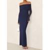 imagePRETTYGARDEN Womens Off The Shoulder Bodycon Maxi Dress Long Sleeve Mesh Elegant Party Formal Wedding Guest DressesNavy