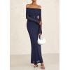 imagePRETTYGARDEN Womens Off The Shoulder Bodycon Maxi Dress Long Sleeve Mesh Elegant Party Formal Wedding Guest DressesNavy
