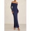 imagePRETTYGARDEN Womens Off The Shoulder Bodycon Maxi Dress Long Sleeve Mesh Elegant Party Formal Wedding Guest DressesNavy