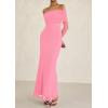imagePRETTYGARDEN Womens Off The Shoulder Bodycon Maxi Dress Long Sleeve Mesh Elegant Party Formal Wedding Guest DressesPink