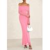 imagePRETTYGARDEN Womens Off The Shoulder Bodycon Maxi Dress Long Sleeve Mesh Elegant Party Formal Wedding Guest DressesPink