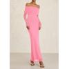 imagePRETTYGARDEN Womens Off The Shoulder Bodycon Maxi Dress Long Sleeve Mesh Elegant Party Formal Wedding Guest DressesPink