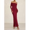 imagePRETTYGARDEN Womens Off The Shoulder Bodycon Maxi Dress Long Sleeve Mesh Elegant Party Formal Wedding Guest DressesWine Red