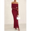 imagePRETTYGARDEN Womens Off The Shoulder Bodycon Maxi Dress Long Sleeve Mesh Elegant Party Formal Wedding Guest DressesWine Red