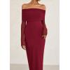 imagePRETTYGARDEN Womens Off The Shoulder Bodycon Maxi Dress Long Sleeve Mesh Elegant Party Formal Wedding Guest DressesWine Red