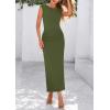 imagePRETTYGARDEN Womens Two Piece Skirt Set Cap Sleeve Cropped Tops Ruched Maxi Long Skirts Vacation Summer OutfitsArmy Green