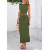imagePRETTYGARDEN Womens Two Piece Skirt Set Cap Sleeve Cropped Tops Ruched Maxi Long Skirts Vacation Summer OutfitsArmy Green