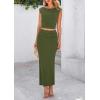 imagePRETTYGARDEN Womens Two Piece Skirt Set Cap Sleeve Cropped Tops Ruched Maxi Long Skirts Vacation Summer OutfitsArmy Green