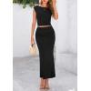 imagePRETTYGARDEN Womens Two Piece Skirt Set Cap Sleeve Cropped Tops Ruched Maxi Long Skirts Vacation Summer OutfitsBlack