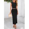 imagePRETTYGARDEN Womens Two Piece Skirt Set Cap Sleeve Cropped Tops Ruched Maxi Long Skirts Vacation Summer OutfitsBlack