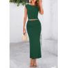 imagePRETTYGARDEN Womens Two Piece Skirt Set Cap Sleeve Cropped Tops Ruched Maxi Long Skirts Vacation Summer OutfitsDark Green