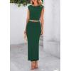 imagePRETTYGARDEN Womens Two Piece Skirt Set Cap Sleeve Cropped Tops Ruched Maxi Long Skirts Vacation Summer OutfitsDark Green