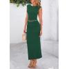 imagePRETTYGARDEN Womens Two Piece Skirt Set Cap Sleeve Cropped Tops Ruched Maxi Long Skirts Vacation Summer OutfitsDark Green