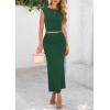 imagePRETTYGARDEN Womens Two Piece Skirt Set Cap Sleeve Cropped Tops Ruched Maxi Long Skirts Vacation Summer OutfitsDark Green