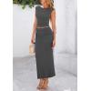 imagePRETTYGARDEN Womens Two Piece Skirt Set Cap Sleeve Cropped Tops Ruched Maxi Long Skirts Vacation Summer OutfitsGrey
