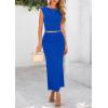 imagePRETTYGARDEN Womens Two Piece Skirt Set Cap Sleeve Cropped Tops Ruched Maxi Long Skirts Vacation Summer OutfitsRoyal Blue