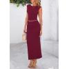 imagePRETTYGARDEN Womens Two Piece Skirt Set Cap Sleeve Cropped Tops Ruched Maxi Long Skirts Vacation Summer OutfitsWine Red