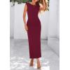 imagePRETTYGARDEN Womens Two Piece Skirt Set Cap Sleeve Cropped Tops Ruched Maxi Long Skirts Vacation Summer OutfitsWine Red