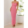 imagePRETTYGARDEN Womens Formal Cocktail Dresses Elegant Spaghetti Strap Lace Floral Bodycon Wedding Guest DressPink