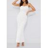 imagePRETTYGARDEN Womens Formal Cocktail Dresses Elegant Spaghetti Strap Lace Floral Bodycon Wedding Guest DressWhite