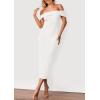 imagePRETTYGARDEN Womens Off The Shoulder Sweater Dresses 2025 Summer Elegant Ribbed Knit Midi Bodycon Wedding Guest DressBeige White
