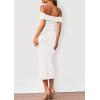 imagePRETTYGARDEN Womens Off The Shoulder Sweater Dresses 2025 Summer Elegant Ribbed Knit Midi Bodycon Wedding Guest DressBeige White