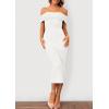 imagePRETTYGARDEN Womens Off The Shoulder Sweater Dresses 2025 Summer Elegant Ribbed Knit Midi Bodycon Wedding Guest DressBeige White