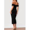 imagePRETTYGARDEN Womens Off The Shoulder Sweater Dresses 2025 Summer Elegant Ribbed Knit Midi Bodycon Wedding Guest DressBlack