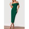 imagePRETTYGARDEN Womens Off The Shoulder Sweater Dresses 2025 Summer Elegant Ribbed Knit Midi Bodycon Wedding Guest DressDark Green
