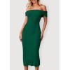 imagePRETTYGARDEN Womens Off The Shoulder Sweater Dresses 2025 Summer Elegant Ribbed Knit Midi Bodycon Wedding Guest DressDark Green