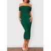 imagePRETTYGARDEN Womens Off The Shoulder Sweater Dresses 2025 Summer Elegant Ribbed Knit Midi Bodycon Wedding Guest DressDark Green
