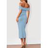 imagePRETTYGARDEN Womens Off The Shoulder Sweater Dresses 2025 Summer Elegant Ribbed Knit Midi Bodycon Wedding Guest DressLight Blue