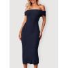 imagePRETTYGARDEN Womens Off The Shoulder Sweater Dresses 2025 Summer Elegant Ribbed Knit Midi Bodycon Wedding Guest DressNavy
