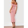 imagePRETTYGARDEN Womens Off The Shoulder Sweater Dresses 2025 Summer Elegant Ribbed Knit Midi Bodycon Wedding Guest DressPink