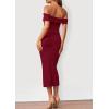 imagePRETTYGARDEN Womens Off The Shoulder Sweater Dresses 2025 Summer Elegant Ribbed Knit Midi Bodycon Wedding Guest DressWine Red