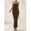 imagePRETTYGARDEN Womens Summer Semi Formal Cocktail Dresses Strapless Tube Bodycon Ruched Slit Evening Wedding Guest Maxi DressArmy Green