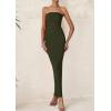 imagePRETTYGARDEN Womens Summer Semi Formal Cocktail Dresses Strapless Tube Bodycon Ruched Slit Evening Wedding Guest Maxi DressArmy Green