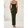 imagePRETTYGARDEN Womens Summer Semi Formal Cocktail Dresses Strapless Tube Bodycon Ruched Slit Evening Wedding Guest Maxi DressArmy Green
