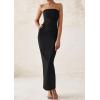 imagePRETTYGARDEN Womens Summer Semi Formal Cocktail Dresses Strapless Tube Bodycon Ruched Slit Evening Wedding Guest Maxi DressBlack