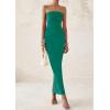 imagePRETTYGARDEN Womens Summer Semi Formal Cocktail Dresses Strapless Tube Bodycon Ruched Slit Evening Wedding Guest Maxi DressBlue Green
