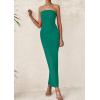imagePRETTYGARDEN Womens Summer Semi Formal Cocktail Dresses Strapless Tube Bodycon Ruched Slit Evening Wedding Guest Maxi DressBlue Green