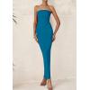 imagePRETTYGARDEN Womens Summer Semi Formal Cocktail Dresses Strapless Tube Bodycon Ruched Slit Evening Wedding Guest Maxi DressDark Blue