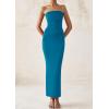imagePRETTYGARDEN Womens Summer Semi Formal Cocktail Dresses Strapless Tube Bodycon Ruched Slit Evening Wedding Guest Maxi DressDark Blue