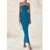 imagePRETTYGARDEN Womens Summer Semi Formal Cocktail Dresses Strapless Tube Bodycon Ruched Slit Evening Wedding Guest Maxi DressDark Blue