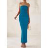 imagePRETTYGARDEN Womens Summer Semi Formal Cocktail Dresses Strapless Tube Bodycon Ruched Slit Evening Wedding Guest Maxi DressDark Blue